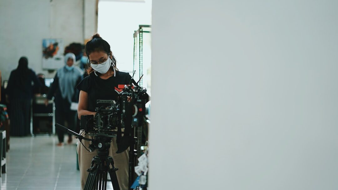 Person being filmed on camera during media training